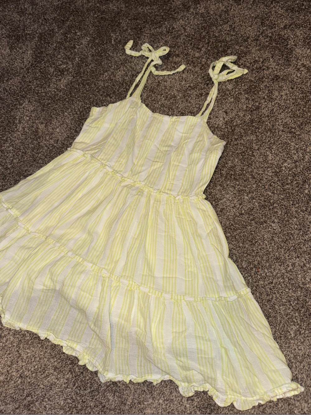 miami Yellow and White Striped Tie-Shoulder Sundress